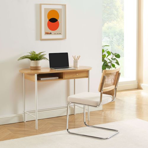 Bureau Gaia Effet Chêne Et Blanc 110 Cm