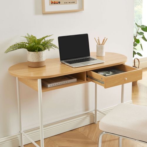 Bureau Gaia Effet Chêne Et Blanc 110 Cm