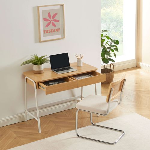 Bureau Esra Effet Chêne Et Blanc 100cm