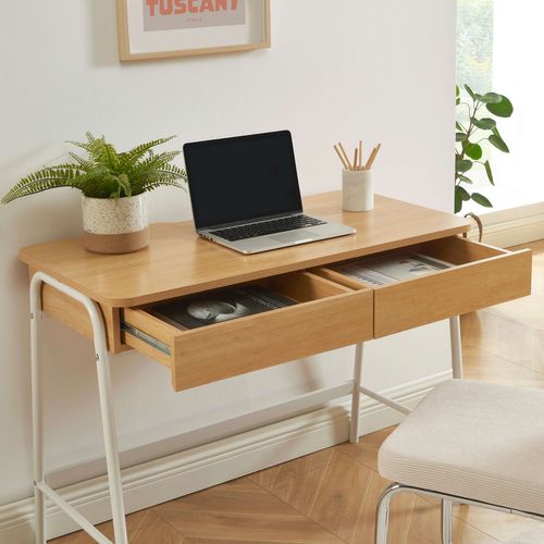 Bureau Esra Effet Chêne Et Blanc 100cm