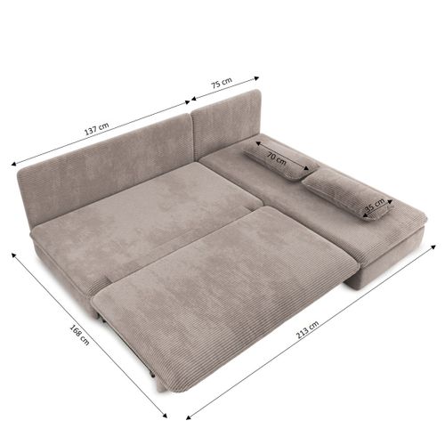 Canapé D'angle Convertible Et Réversible Noma 4 Places Velours Côtelé Taupe