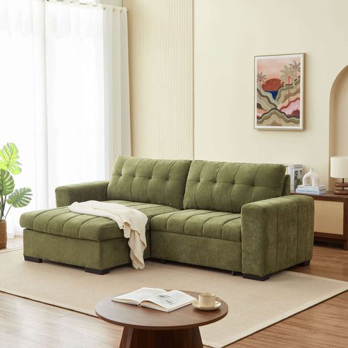 Canapé D'angle Convertible Réversible Arista 4 Places Tissu Vert