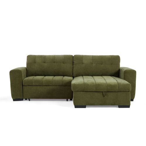 Canapé D'angle Convertible Réversible Arista 4 Places Tissu Vert