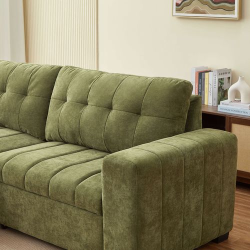 Canapé D'angle Convertible Réversible Arista 4 Places Tissu Vert