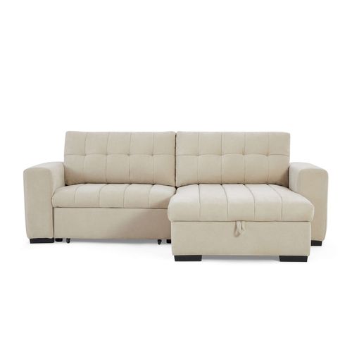 Canapé D'angle Convertible Réversible Arista 4 Places Tissu Beige