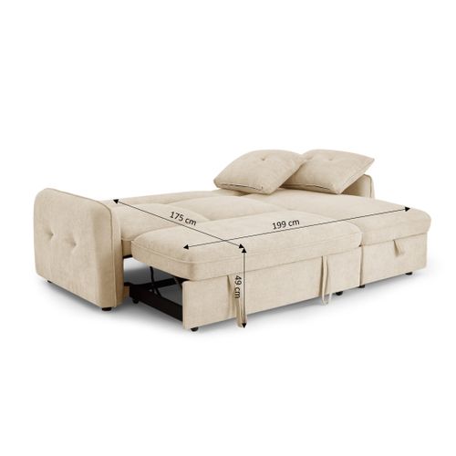 Canapé D'angle Convertible Et Réversible Impa 4 Places Tissu Chenille Beige