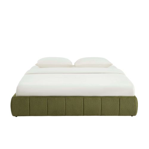 Lit Coffre Lavinia Tissu Chenille Vert 180x200 Sommier Inclus