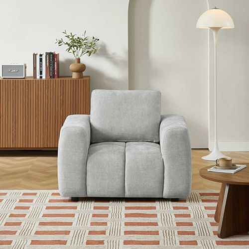 Fauteuil Fixe Kerea 1 Place Tissu Chenille Gris