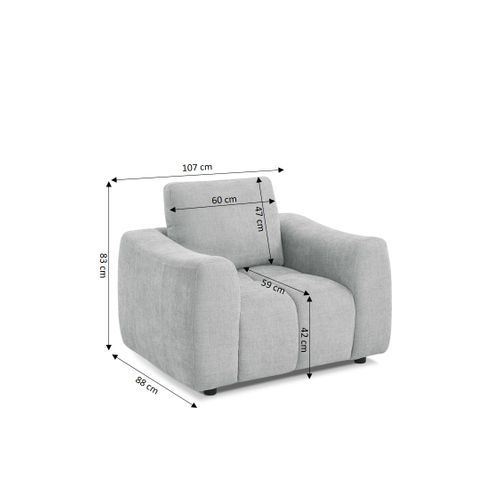 Fauteuil Fixe Kerea 1 Place Tissu Chenille Gris