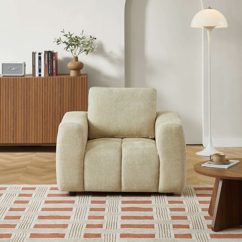 Fauteuil Fixe Kerea 1 Place Tissu Chenille Taupe