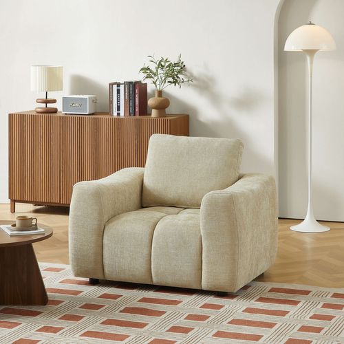 Fauteuil Fixe Kerea 1 Place Tissu Chenille Taupe