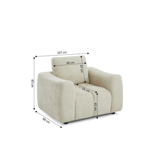 Fauteuil Fixe Kerea 1 Place Tissu Chenille Taupe
