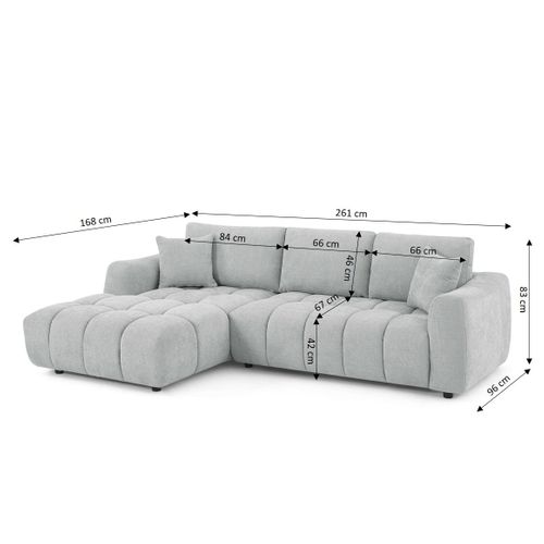 Canapé D'angle Gauche Fixe Kerea 4 Places Tissu Chenille Gris