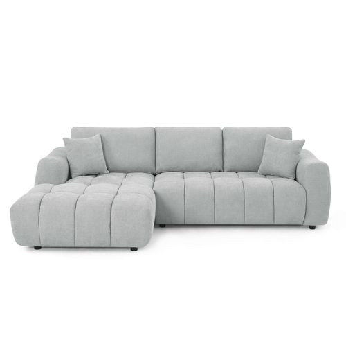 Canapé D'angle Gauche Fixe Kerea 4 Places Tissu Chenille Gris