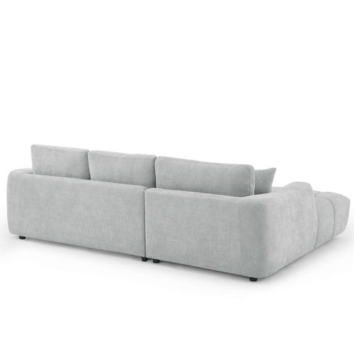 Canapé D'angle Gauche Fixe Kerea 4 Places Tissu Chenille Gris