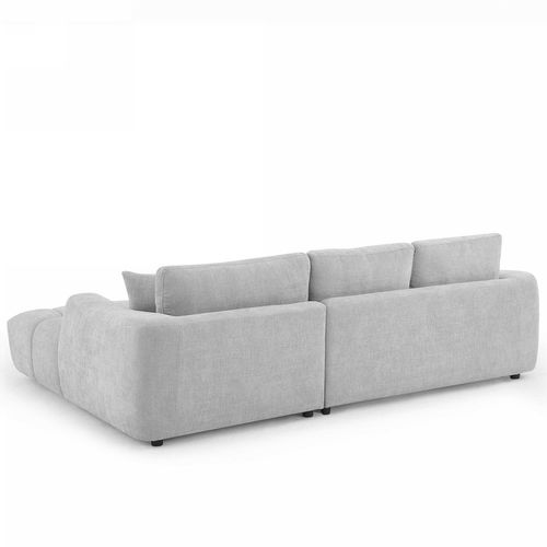 Canapé D'angle Droit Fixe Kerea 4 Places Tissu Chenille Gris