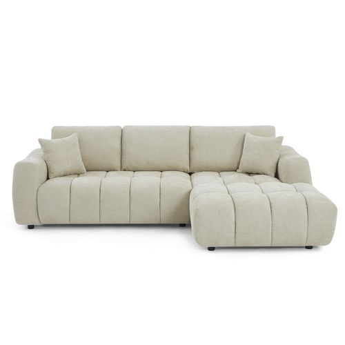 Canapé D'angle Droit Fixe Kerea 4 Places Tissu Chenille Taupe