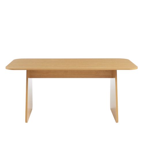 Ensemble Table Lango Chêne Et 4 Chaises Elisabeth Tissu Beige
