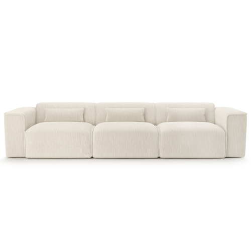 Canapé Droit Fixe Nuna 4/5 Places Velours Côtelé Beige