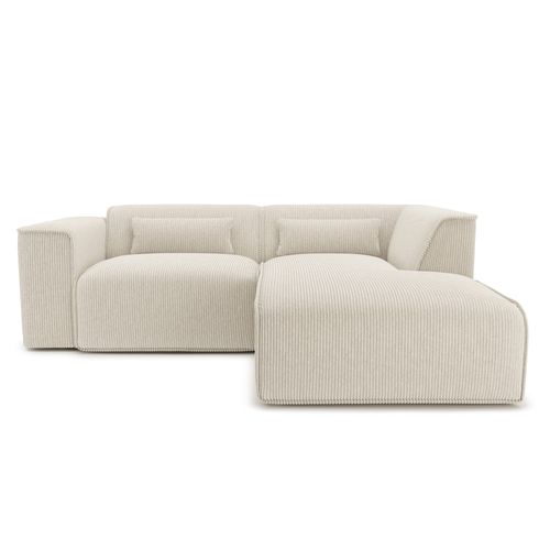 Canapé D'angle Droit Fixe Nuna 4 Places Velours Côtelé Beige