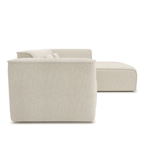 Canapé D'angle Droit Fixe Nuna 4 Places Velours Côtelé Beige