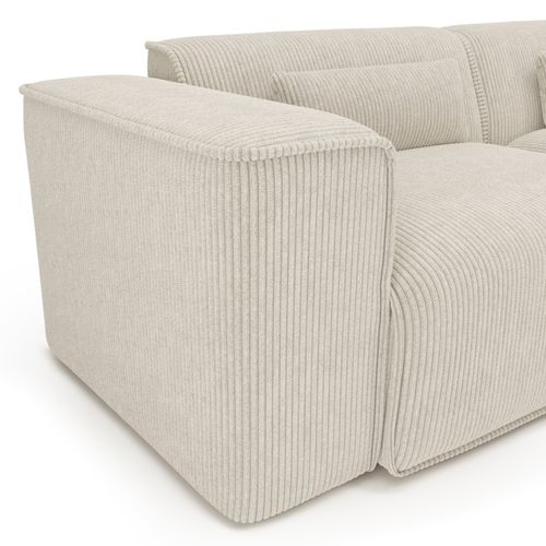 Canapé D'angle Droit Fixe Nuna 4 Places Velours Côtelé Beige