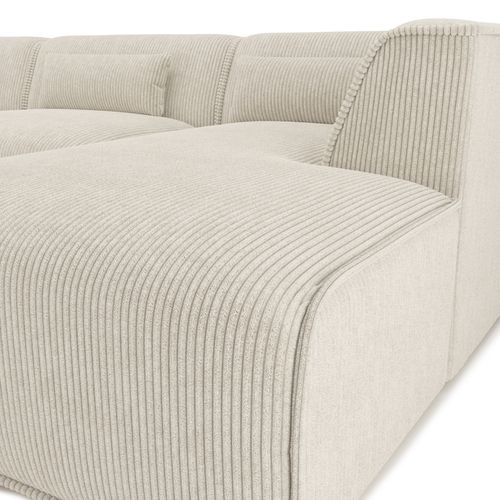 Canapé D'angle Droit Fixe Nuna 5/6 Places Velours Côtelé Beige