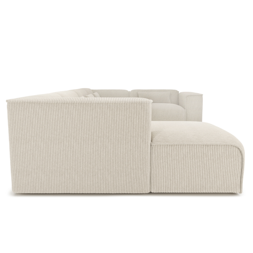 Canapé Panoramique Fixe Nuna 7 Places Chaise Gauche Velours Côtelé Beige