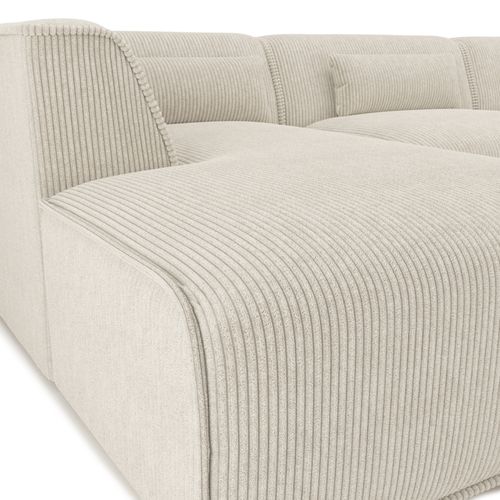 Canapé Panoramique Fixe Nuna 7 Places Chaise Gauche Velours Côtelé Beige