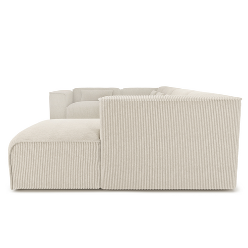 Canapé Panoramique Fixe Nuna 7 Places Chaise Droite Velours Côtelé Beige