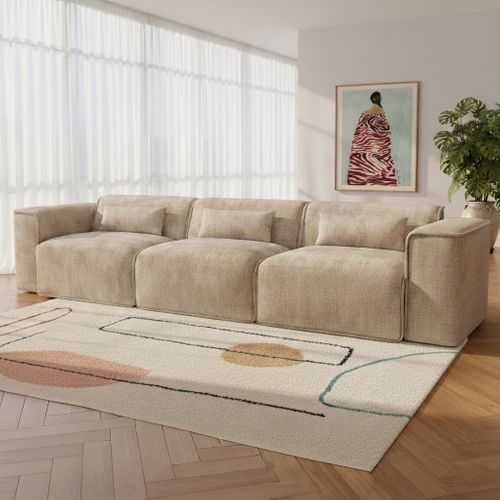 Canapé Droit Fixe Nuna 4/5 Places Tissu Taupe