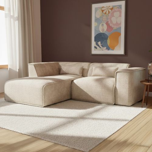 Canapé D'angle Gauche Fixe Nuna 4 Places Tissu Taupe