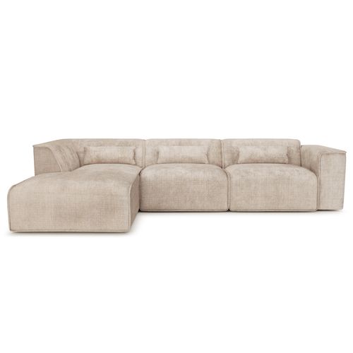 Canapé D'angle Gauche Fixe Nuna 5/6 Places Tissu Taupe