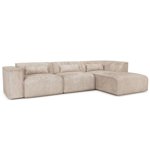 Canapé D'angle Droit Fixe Nuna 5/6 Places Tissu Taupe