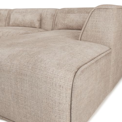 Canapé Panoramique Fixe Nuna 7 Places Chaise Droite Tissu Taupe