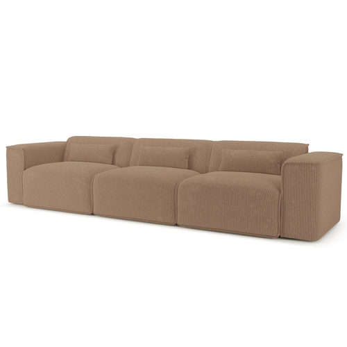 Canapé Droit Fixe Nuna 4/5 Places Velours Côtelé Marron