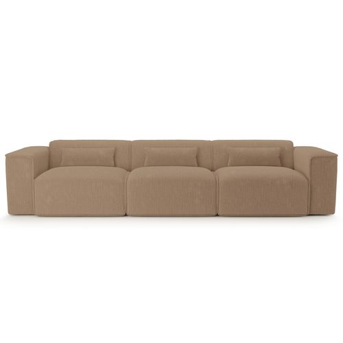 Canapé Droit Fixe Nuna 4/5 Places Velours Côtelé Marron