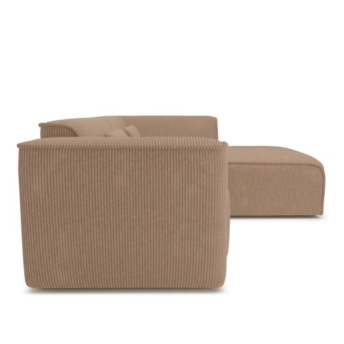 Canapé D'angle Droit Fixe Nuna 4 Places Velours Côtelé Marron