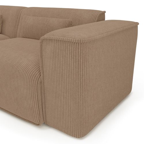 Canapé D'angle Gauche Fixe Nuna 5/6 Places Velours Côtelé Marron