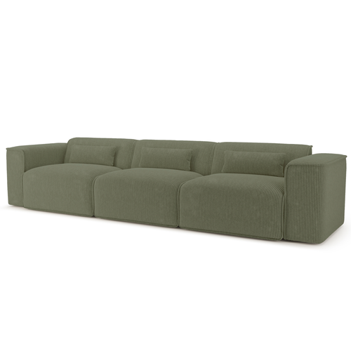 Canapé Droit Fixe Nuna 4/5 Places Velours Côtelé Vert