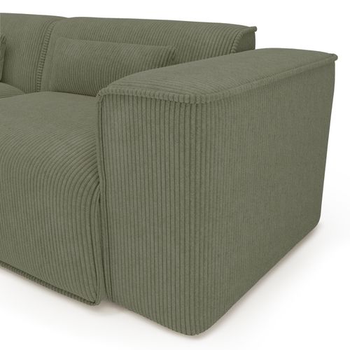 Canapé D'angle Gauche Fixe Nuna 4 Places Velours Côtelé Vert