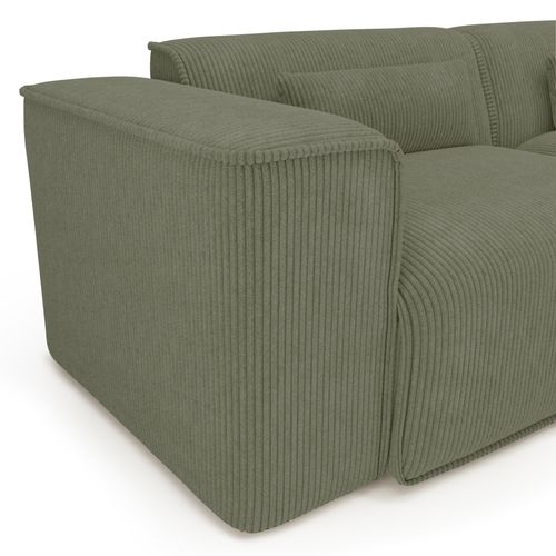 Canapé D'angle Droit Fixe Nuna 4 Places Velours Côtelé Vert