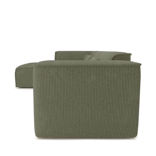 Canapé D'angle Gauche Fixe Nuna 5/6 Places Velours Côtelé Vert