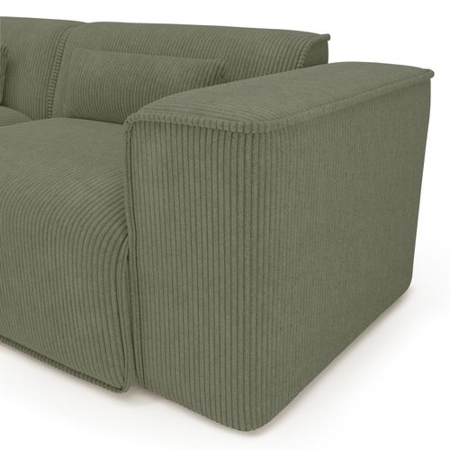 Canapé D'angle Gauche Fixe Nuna 5/6 Places Velours Côtelé Vert