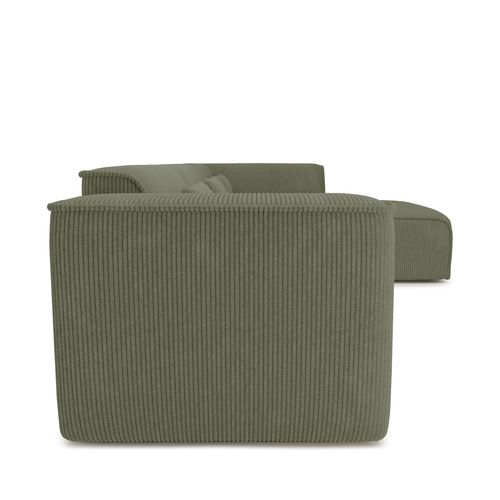 Canapé D'angle Droit Fixe Nuna 5/6 Places Velours Côtelé Vert