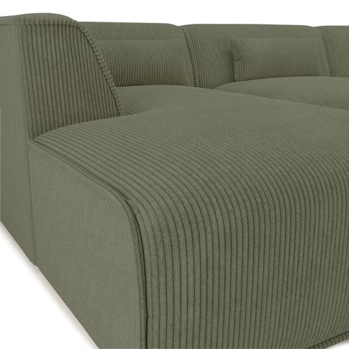 Canapé Panoramique Fixe Nuna 7 Places Chaise Gauche Velours Côtelé Vert