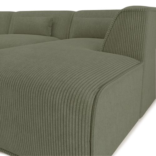 Canapé Panoramique Fixe Nuna 7 Places Chaise Droite Velours Côtelé Vert