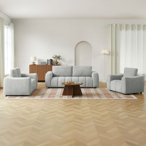 Ensemble Canapés Droits 3+2 Places + Fauteuil Kerea Tissu Gris