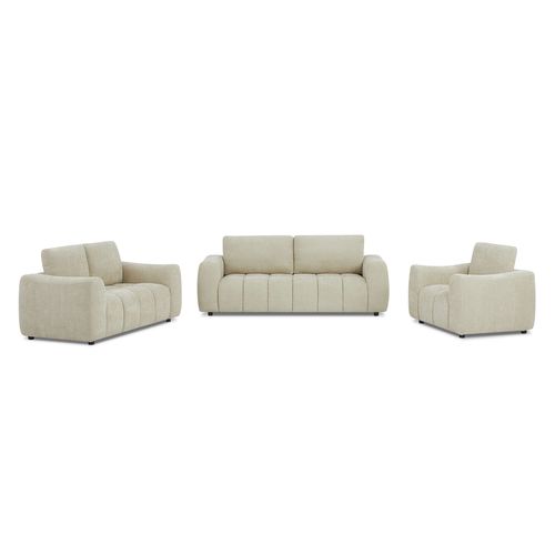 Ensemble Canapés Droits 3+2 Places + Fauteuil Kerea Tissu Taupe