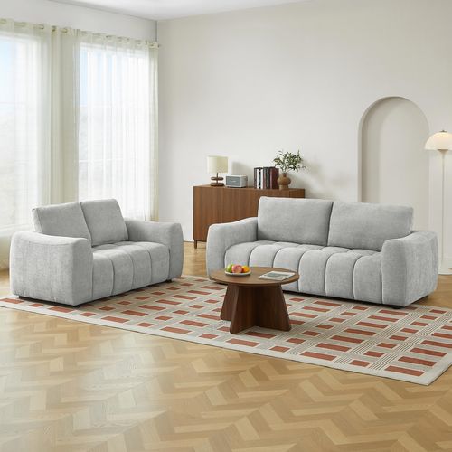 Ensemble Canapés Fixes 3+2 Places Kerea Tissu Gris